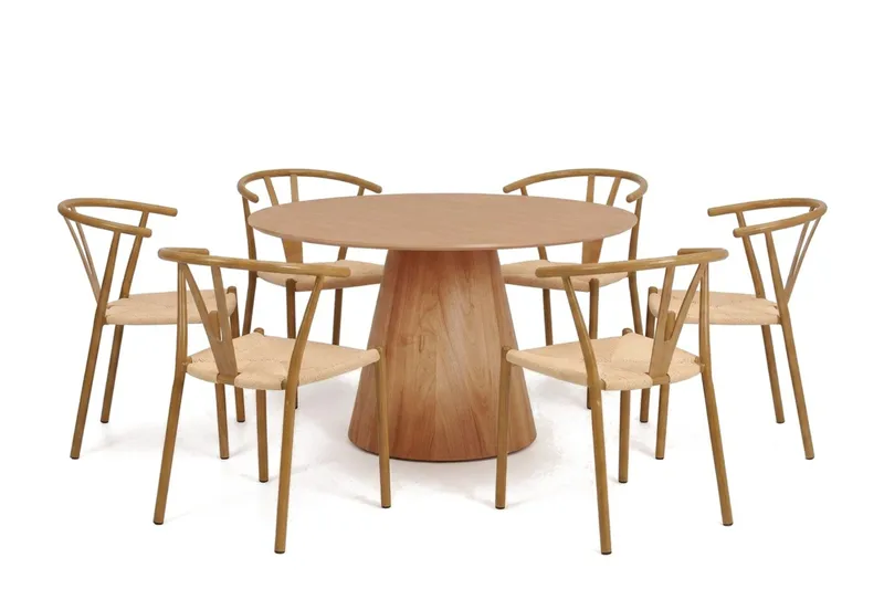 Siena Matgrupp runt 130 cm Ek med 6 Elysia Matstolar - Ek - Products - Möbler - Bord & matgrupp - Matgrupp