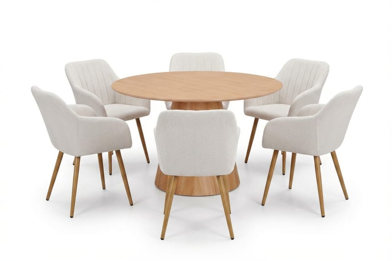 Siena Matgrupp runt 130 cm Ek med 6 Filippa Matstolar - Ek - Products - Möbler - Bord & matgrupp - Matgrupp