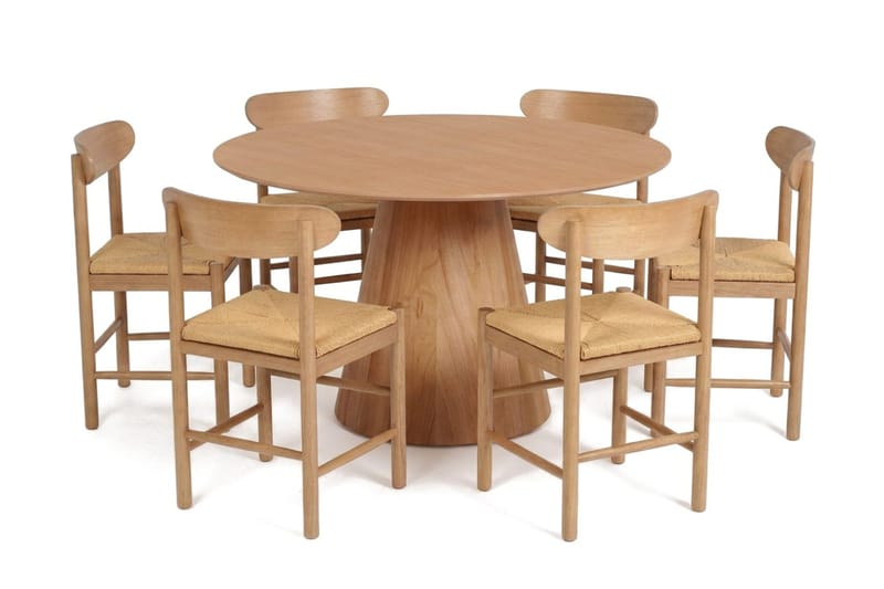 Siena Matgrupp runt 130 cm Ek med 6 Malte Matstolar - Products - Möbler - Bord & matgrupp - Matgrupp