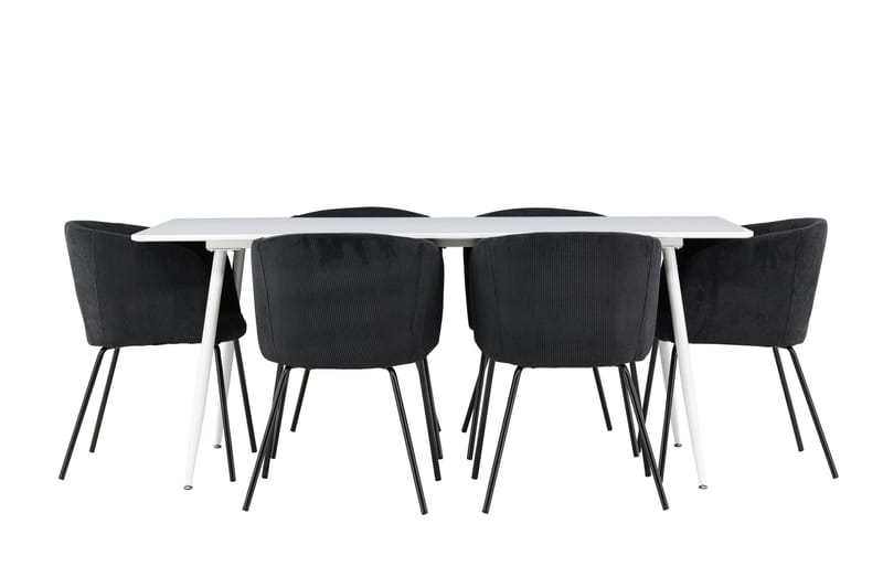 Silar Matgrupp 180 cm Rektangulär med 6 Berit stolar - Vit/Svart - Products - Möbler - Bord & matgrupp - Matgrupp