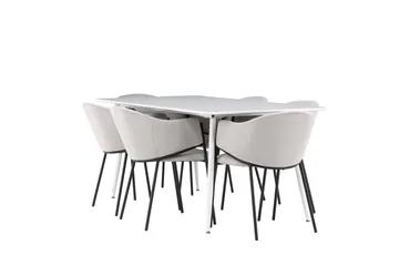 Silar Matgrupp 180 cm Rektangulär med 6 Evelina stolar - Vit/Grå - Products - Möbler - Bord & matgrupp - Matgrupp