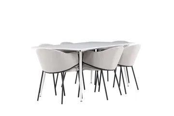 Silar Matgrupp 180 cm Rektangulär med 6 Evelina stolar - Vit/Grå - Products - Möbler - Bord & matgrupp - Matgrupp