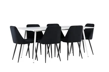 Silar Matgrupp 180 cm Rektangulär med 6 Night stolar - Vit/Svart - Products - Möbler - Bord & matgrupp - Matgrupp