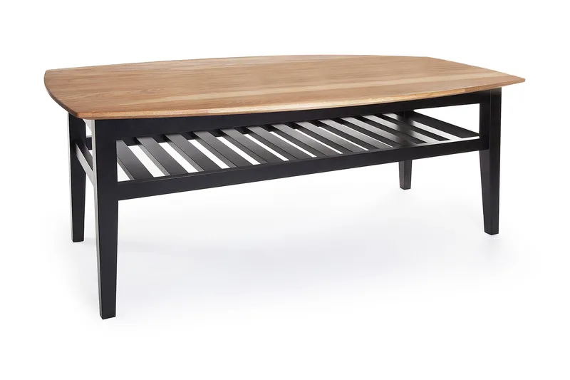 Chicago Soffbord 130 cm med Förvaring Hylla, Ek/Svart