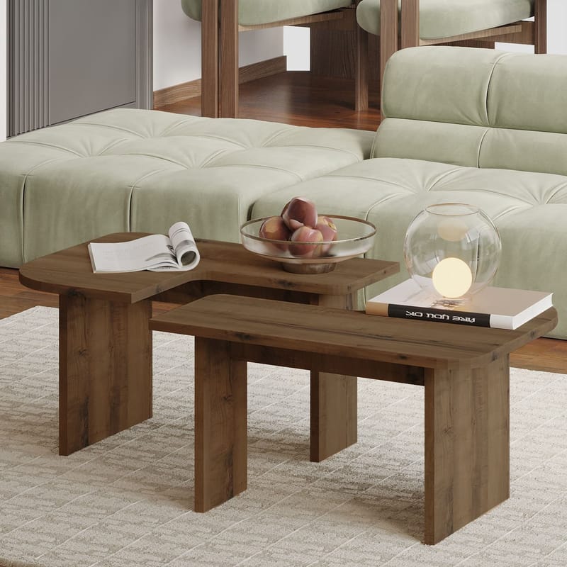 Iris Soffbordsset 90x35x45 cm - Antik valnöt - Products - Möbler - Bord & matgrupp - Soffbord - Soffbord med förvaring