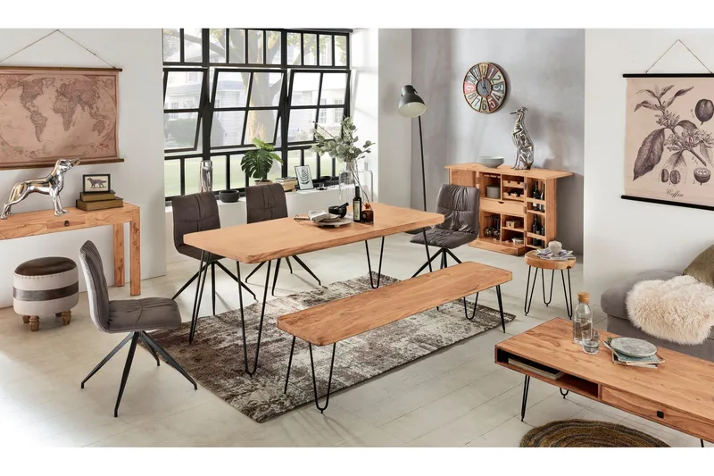 Langner Soffbord 60 cm med Förvaring 2 Lådor + Hyllor - Akacia/Svart - Products - Möbler - Bord & matgrupp - Soffbord - Soffbord med förvaring