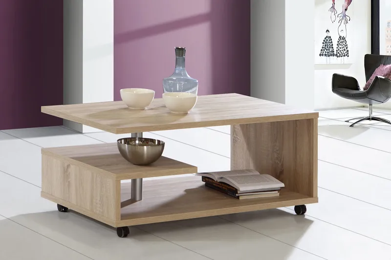 Nabinger Soffbord 105 cm med Förvaring Hyllor på Hjul - Brun - Products - Möbler - Bord & matgrupp - Soffbord - Soffbord med förvaring