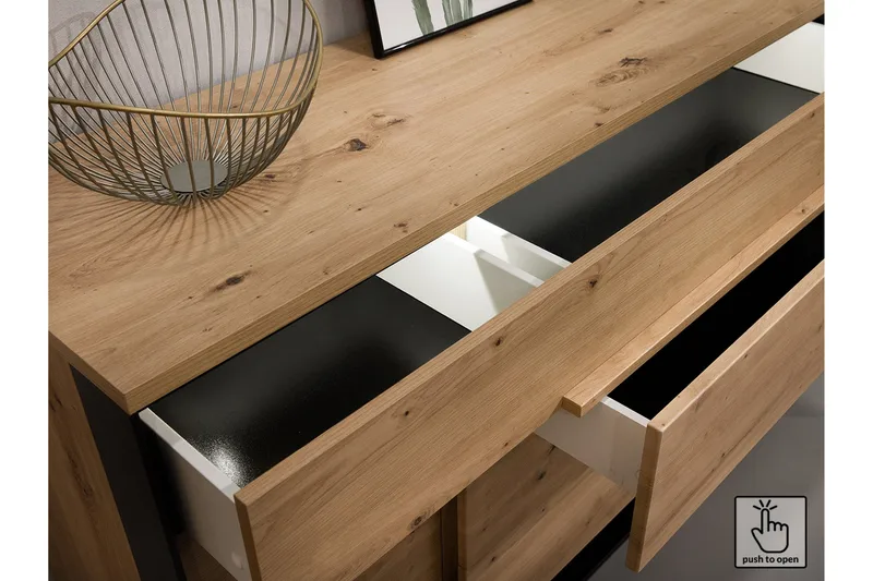 Quant Soffbord 100 cm med Förvaring 2 Lådor + Hylla - Ekfärg/Svart - Products - Möbler - Bord & matgrupp - Soffbord - Soffbord med förvaring