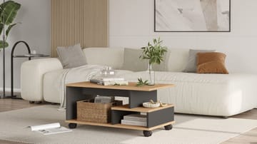 Solven Soffbord 90x42,5x51 cm - Ek och antracit - Products - Möbler - Bord & matgrupp - Soffbord - Soffbord med hjul