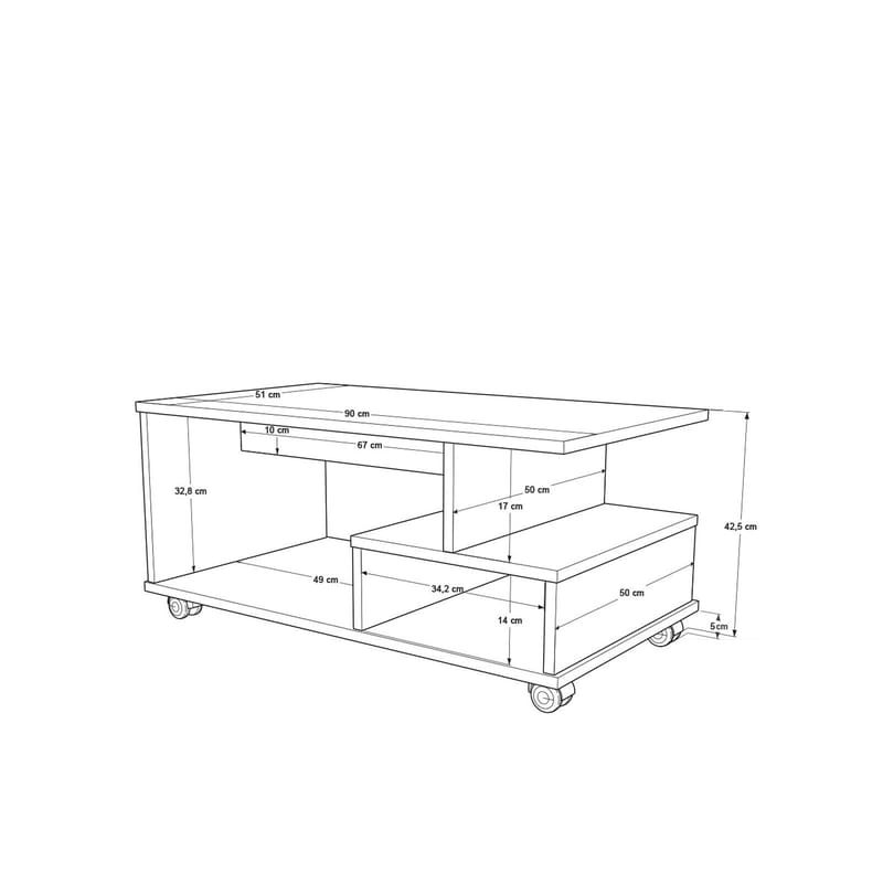 Solven Soffbord 90x42,5x51 cm - Vit - Products - Möbler - Bord & matgrupp - Soffbord - Soffbord med hjul
