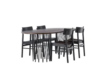 Stone Matgrupp + 4 Montros stolar Oval - Svart/Mocca - Products - Möbler - Bord & matgrupp - Matgrupp