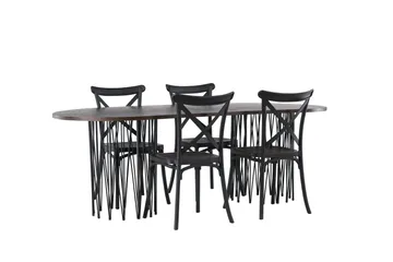 Stone Matgrupp 220 cm Oval med 4 Crosett stolar - Svart - Products - Möbler - Bord & matgrupp - Matgrupp