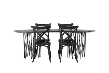 Stone Matgrupp 220 cm Oval med 4 Crosett stolar - Svart - Products - Möbler - Bord & matgrupp - Matgrupp