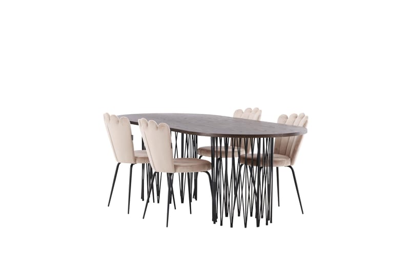 Stone Matgrupp 220 cm Oval med 4 Limhamn stolar - Beige - Products - Möbler - Bord & matgrupp - Matgrupp