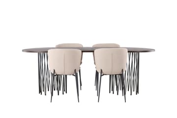 Stone Matgrupp 220 cm Oval med 4 Modesto stolar - Beige - Products - Möbler - Bord & matgrupp - Matgrupp