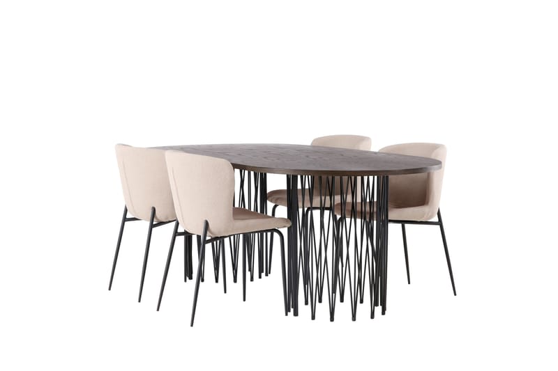 Stone Matgrupp 220 cm Oval med 4 Modesto stolar - Beige - Products - Möbler - Bord & matgrupp - Matgrupp