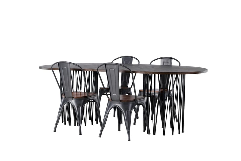 Stone Matgrupp 220 cm Oval med 4 Tempe stolar - Mocca - Products - Möbler - Bord & matgrupp - Matgrupp