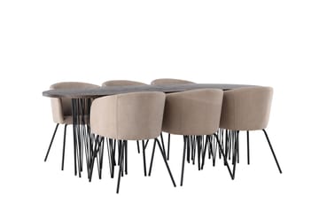 Stone Matgrupp 220 cm Rektangulär med 6 Berit stolar - Beige - Products - Möbler - Bord & matgrupp - Matgrupp