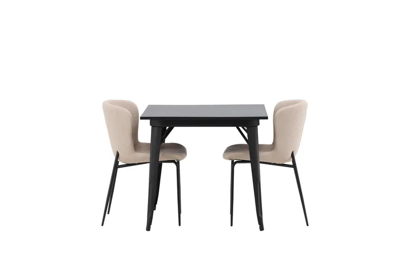 Tempe Matgrupp 80 cm Rektangulär med 2 Modesto stolar, Beige