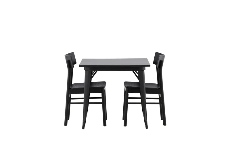 Tempe Matgrupp 80 cm Rektangulär med 2 Montros stolar, Svart