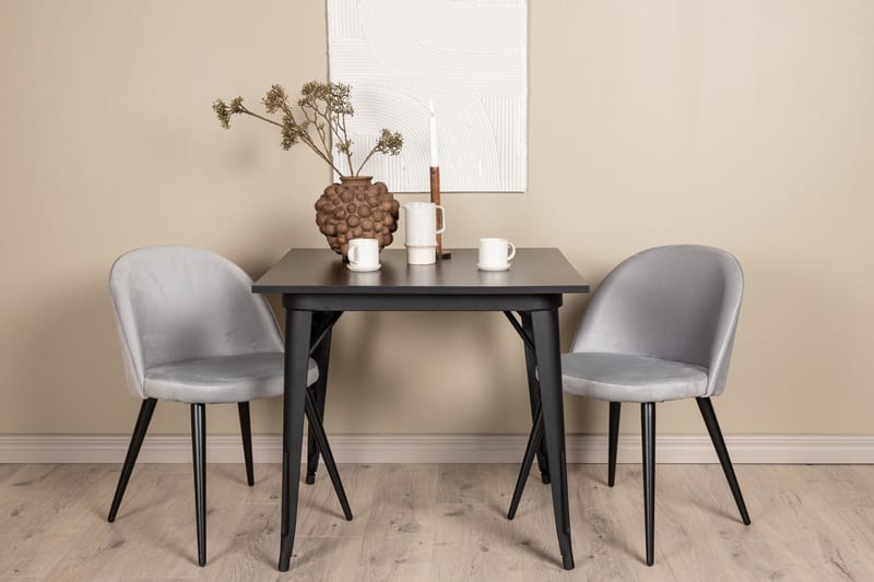 Tempe Matgrupp 80 cm Rektangulär med 2 Velvet stolar - Svart - Products - Möbler - Bord & matgrupp - Matgrupp