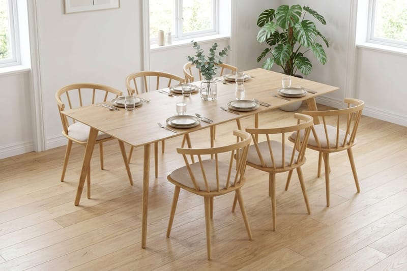 Tyrö Matgrupp 190 cm Ek med 6 st Tyrö Karmstolar med Dyna - Ek - Products - Möbler - Bord & matgrupp - Matgrupp