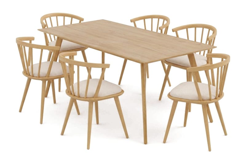 Tyrö Matgrupp 190 cm Ek med 6 st Tyrö Karmstolar med Dyna - Ek - Products - Möbler - Bord & matgrupp - Matgrupp