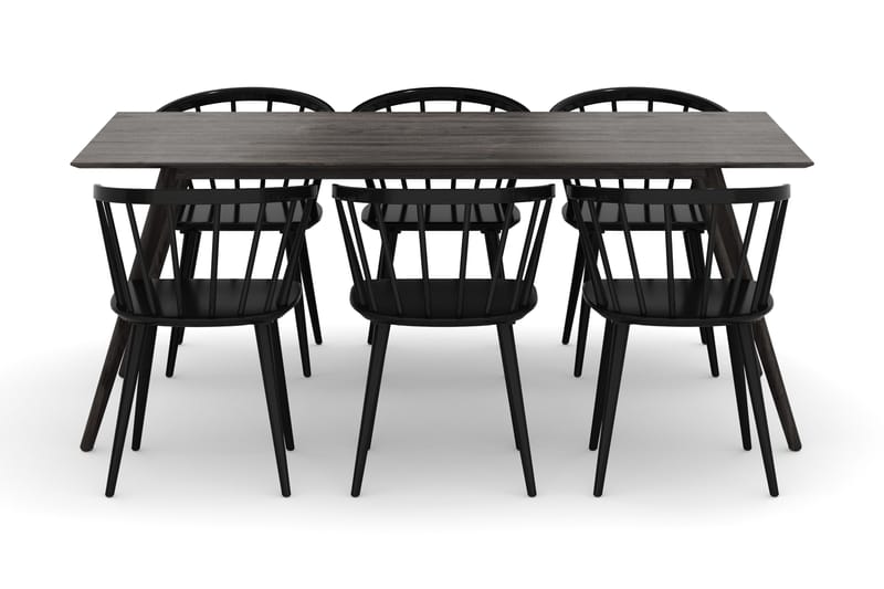 Tyrö Matgrupp med 6 st Tyrö Karmstolar - Smoked Oak/Black - Products - Möbler - Bord & matgrupp - Matgrupp
