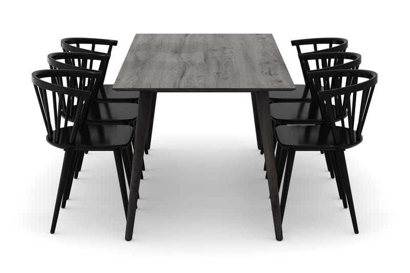 Tyrö Matgrupp med 6 st Tyrö Karmstolar - Smoked Oak/Black - Products - Möbler - Bord & matgrupp - Matgrupp