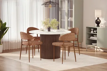 Uppveda Matbord 120 cm Rund med 4 st Jairam Matstolar - Brun - Products - Möbler - Bord & matgrupp - Matgrupp