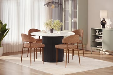 Uppveda Matbord 120 cm Rund med 4 st Jairam Matstolar - Svart/Vit - Products - Möbler - Bord & matgrupp - Matgrupp