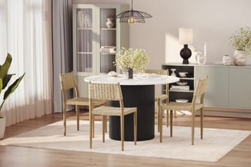 Uppveda Matbord 120 cm Rund med 4 st Jamna Matstolar - Svart/Vit - Products - Möbler - Bord & matgrupp - Matgrupp