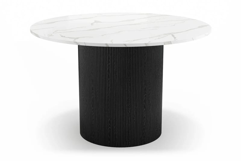 Uppveda Matbord 120 cm Runt Svart med 4 Sawako Greige Stolar - Svart/Vit/Greige - Products - Möbler - Bord & matgrupp - Matgrupp