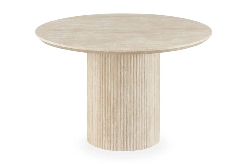 Uppveda Matbord Runt 120 cm Travertin med 4 Reciclar Matstolar - Travertin/Greige - Products - Möbler - Bord & matgrupp - Matgrupp