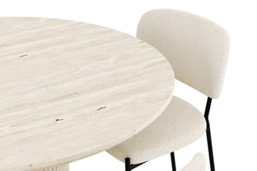 Uppveda Matgrupp 120 cm Rund med 4 Gemmiano Matstolar - Travetin - Products - Möbler - Bord & matgrupp - Matgrupp