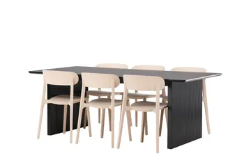 Vail Matgrupp 200 cm Rektangul är med 6 Åstol stolar - Svart - Products - Möbler - Bord & matgrupp - Matgrupp
