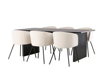 Vail Matgrupp 200 cm Rektangulär med 6 Berit stolar - Beige - Products - Möbler - Bord & matgrupp - Matgrupp
