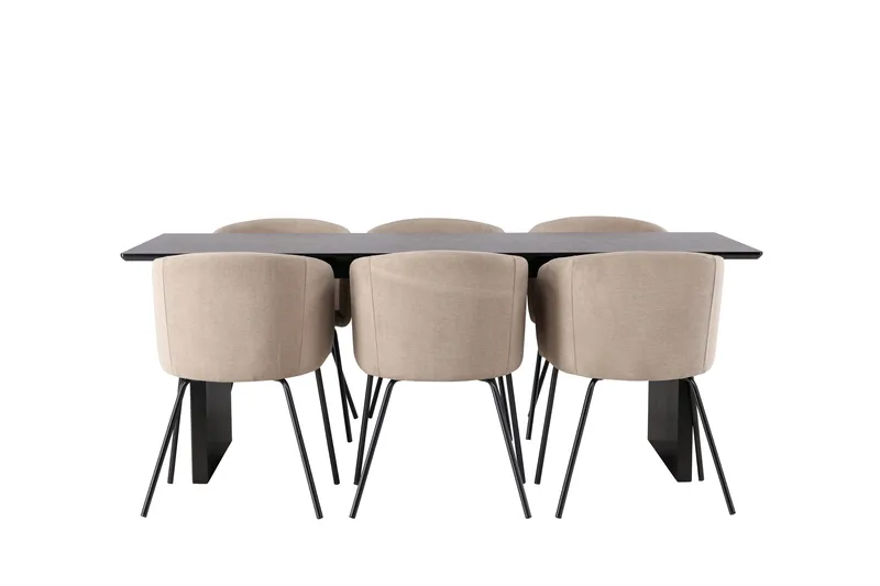 Vail Matgrupp 200 cm Rektangulär med 6 Berit stolar, Beige