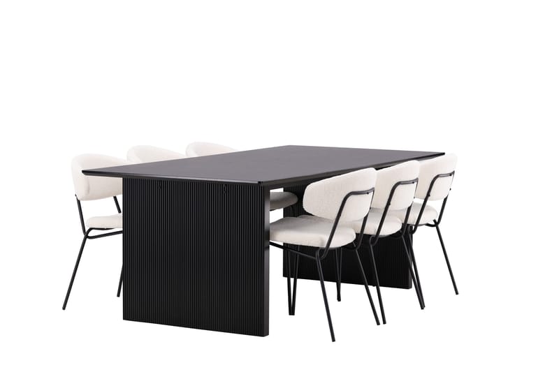 Vail Matgrupp 200 cm Rektangulär med 6 Chico Stolar - Svart - Products - Möbler - Bord & matgrupp - Matgrupp