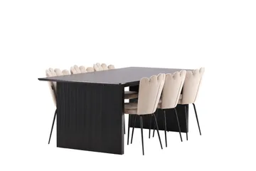 Vail Matgrupp 200 cm Rektangulär med 6 Limhamn stolar - Beige - Products - Möbler - Bord & matgrupp - Matgrupp