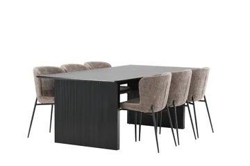 Vail Matgrupp 200 cm Rektangulär med 6 Modesto stolar - Svart - Products - Möbler - Bord & matgrupp - Matgrupp