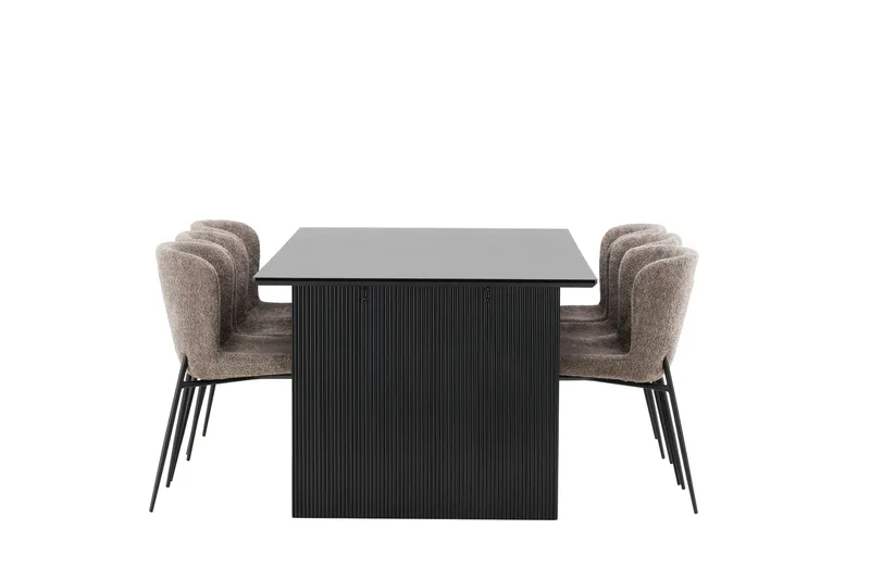 Vail Matgrupp 200 cm Rektangulär med 6 Modesto stolar - Svart - Products - Möbler - Bord & matgrupp - Matgrupp
