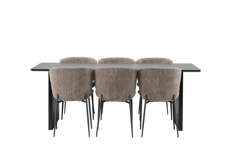 Vail Matgrupp 200 cm Rektangulär med 6 Modesto stolar - Svart - Products - Möbler - Bord & matgrupp - Matgrupp