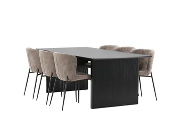 Vail Matgrupp 200 cm Rektangulär med 6 Modesto stolar - Svart - Products - Möbler - Bord & matgrupp - Matgrupp