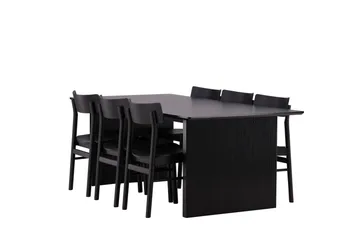 Vail Matgrupp 200 cm Rektangulär med 6 Montros stolar - Svart - Products - Möbler - Bord & matgrupp - Matgrupp