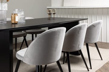 Vail Matgrupp 200 cm Rektangulär med 6 Velvet stolar - Svart - Products - Möbler - Bord & matgrupp - Matgrupp