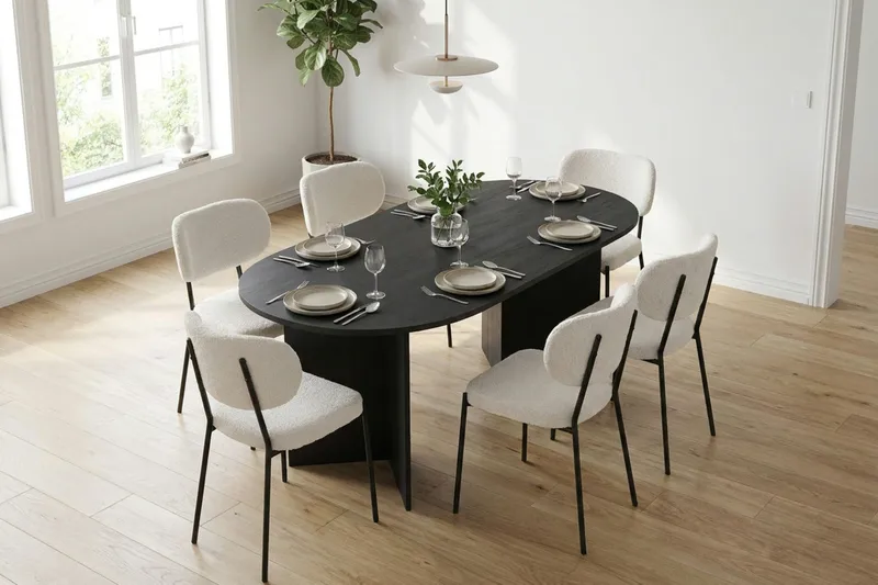 Vera Matbord Oval 180x100 cm Fanér - Svart - Products - Möbler - Bord & matgrupp - Matbord & köksbord