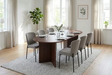 Vera Matgrupp rektangulärt 180 cm Valnöt med 6 Elsie Matstolar - Valnöt/Ljusgrå - Products - Möbler - Bord & matgrupp - Matgrupp