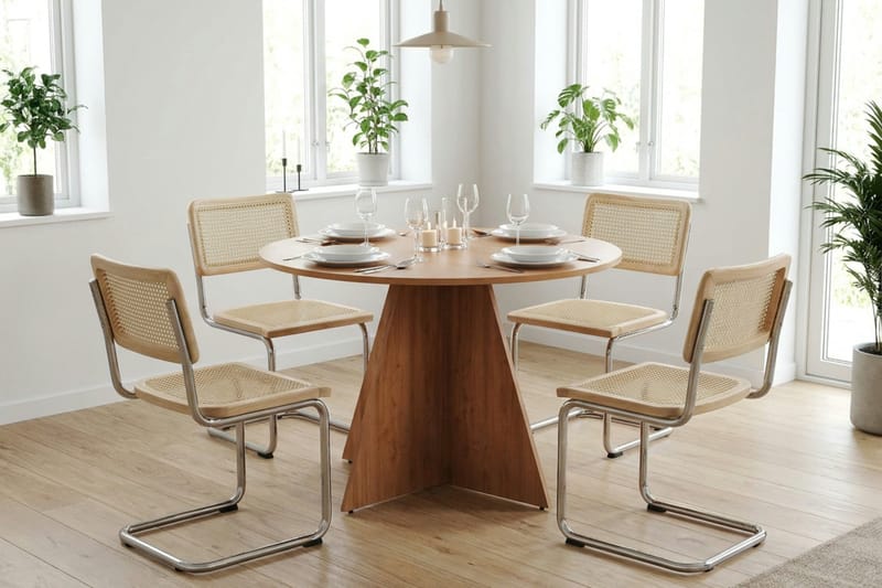 Vera Matgrupp runt 110 cm Ek med 4 Build Matstolar - Ek - Products - Möbler - Bord & matgrupp - Matgrupp