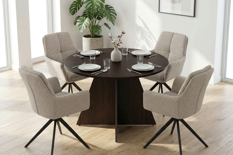 Vera Matgrupp runt 110 cm Rökt Ek med 4 Torsby Matstolar - Rökt ek - Products - Möbler - Bord & matgrupp - Matgrupp